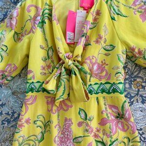 Lilly Pulitzer Soumya Romper   NWT   Size 2    Finch Yellow    STUNNING!!!!